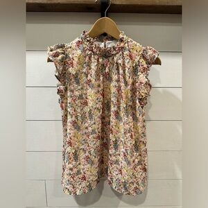 Andthewhy Floral Ruffle Sleeve Women's Top- size Medium